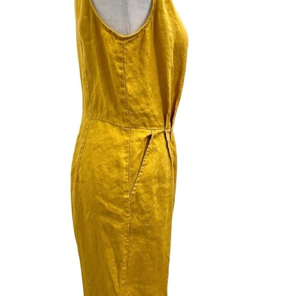 GRAE COVE 100% Linen Wide-Leg Cropped Jumpsuit Mustard Yellow size Small - Picture 4 of 10